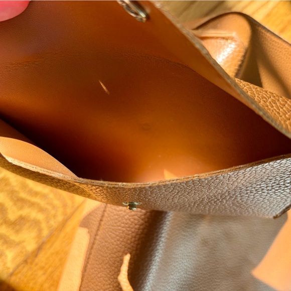 Hoxis Minimalist Clean Cut Tote Camel Color ShoulderHandbag Pebbled Faux Leather - Picture 12 of 13